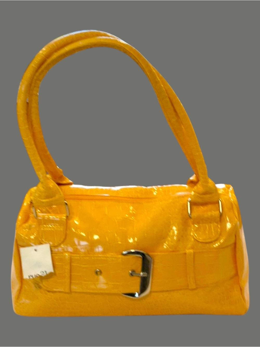 Rue21 Patent Faux Leather Yellow Shoulder Bag with Buckle Detail NWT